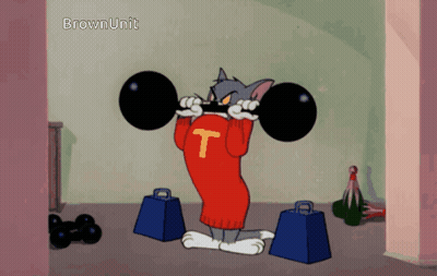 Tom And Jerry Lifting Weights Saying Brown Unit GIF