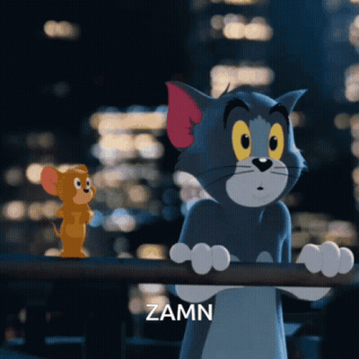 Tom And Jerry Standing Next To Each Other GIF