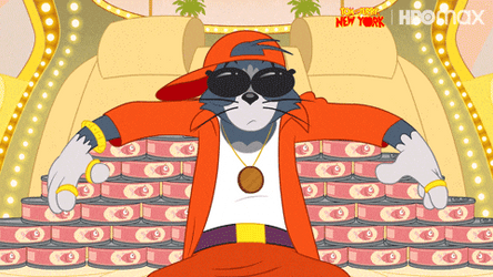 Tom Cat Leaning On Many Canned Food GIF