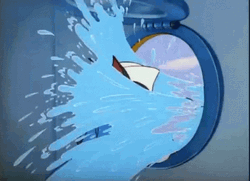 Tom Cat Water Pouring Splashes Inside Window GIF