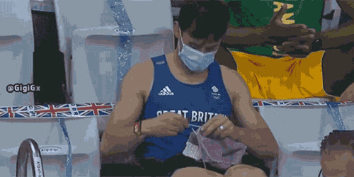 Tom Daley Knitting GIF