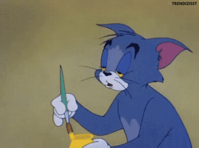 Tom From Tom And Jerry Is Holding A Brush In His Nose GIF