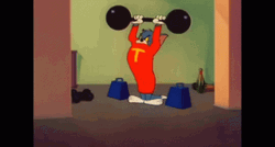Tom Gym Wprk Out Tom And Jerry Show GIF