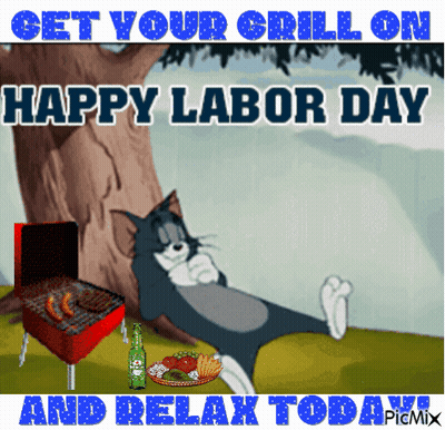 Tom Laying Under Tree Get Your Grill On Happy Labor Day GIF