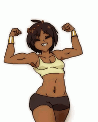 Tomboy Korra Muscle Flex Jump GIF