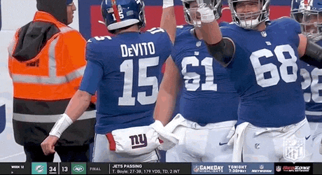 Tommy Devito Rejoicing Alongside Teammates GIF