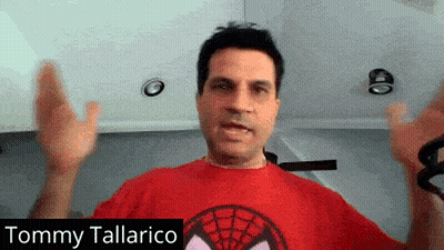 Tommy Tallarico In Red Spider-Man Shirt GIF