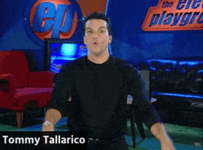 Tommy Tallarico Is Dancing In Front Of A Cd Logo GIF