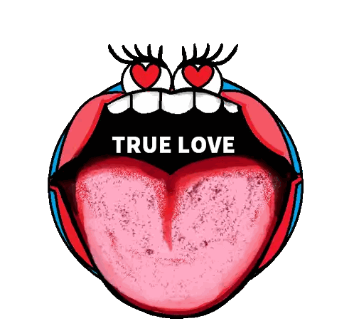 Tongue Sticking Out Saying True Love Sticker