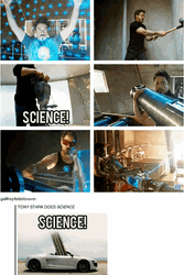 Tony Stark In Love With Science  GIF