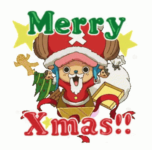 Tony Tony Chopper From One Piece Is Wearing A Christmas Outfit GIF