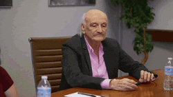 Too Small Old Man In Black Suit GIF