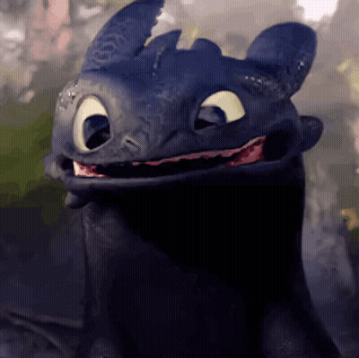 Toothless From How To Train Your Dragon Is Smiling With His Mouth Wide Open GIF
