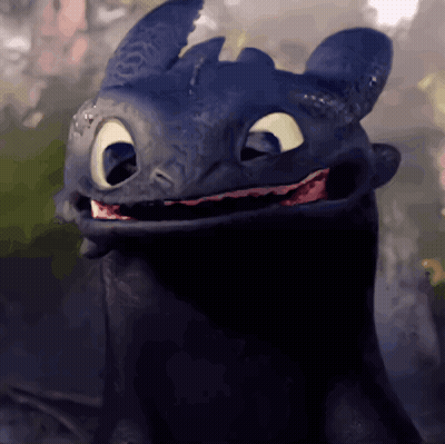 Toothless From How To Train Your Dragon Is Smiling With His Mouth Wide Open GIF