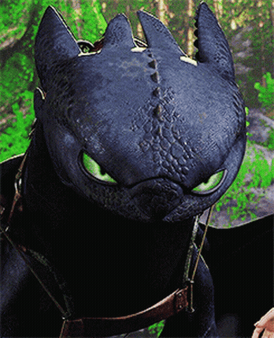 Toothless Looking At Camera With Green Eyes GIF