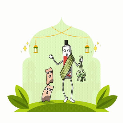 Toothpaste Tube Holding Lantern Salam Aidilfitri GIF