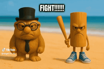 Top Hat Cartoon Holding Bat Next To Spaghetti Face GIF