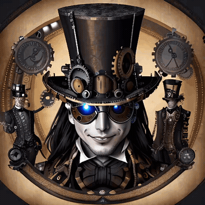 Top Hat Sunglasses Man Surrounded By Gears Clock GIF