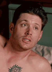 Topless Dean Winchester Talking GIF