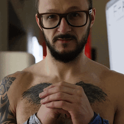 Topless Man Clasping His Hands Duhhh GIF