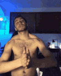 Topless Man Rubbing Hands Make Me Act Up GIF