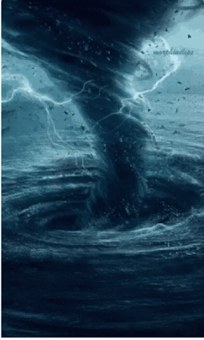 Tornado In Ocean With Lightning GIF