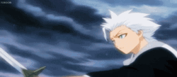 Toshiro Holding Sword While Raining GIF
