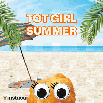 Tot Girl Summer Poster With Big-Eyed Chicken Nugget GIF