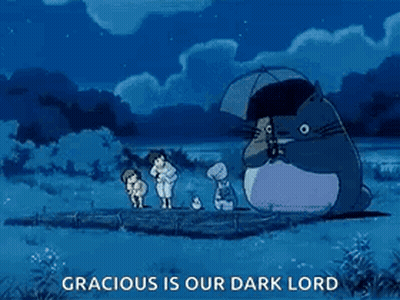 Totoro Holding Umbrella Gracious Is Our Dark Lord GIF