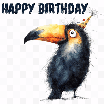 Toucan In Party Hat Saying Happy Birthday GIF