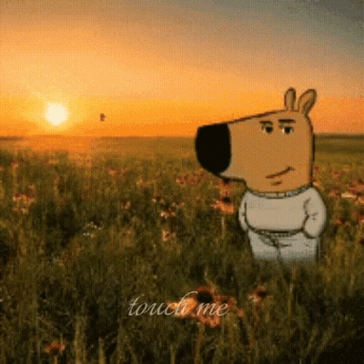 Touch Me Cartoon Character In Field GIF
