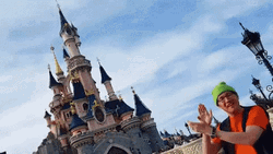 Tourist Happily Clapping In Disneyland GIF