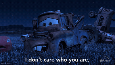 Tow Truck In Field Saying I Don't Care Who You Are GIF