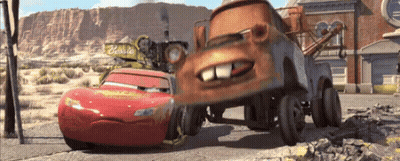 Tow Truck Pulling Red Lightning McQueen And Another Car GIF
