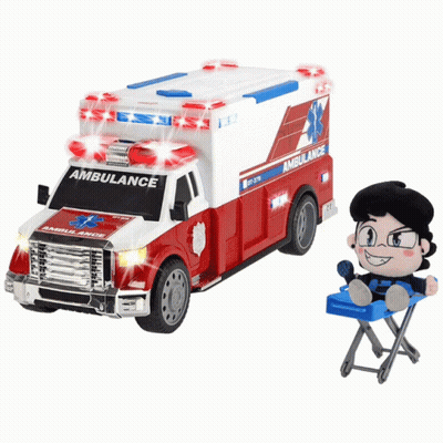 Toy Ambulance With Stuffed Animal GIF