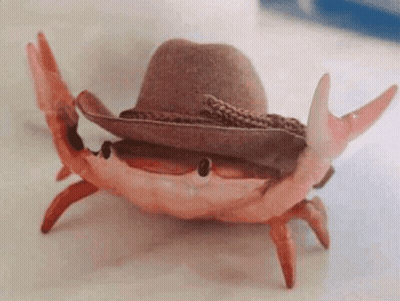 Toy Crab Wearing Cowboy Hat GIF