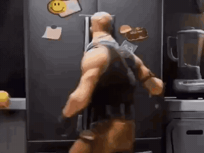 Toy Figure in Kitchen