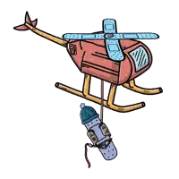 Toy Helicopter With Attached Bottle Sticker