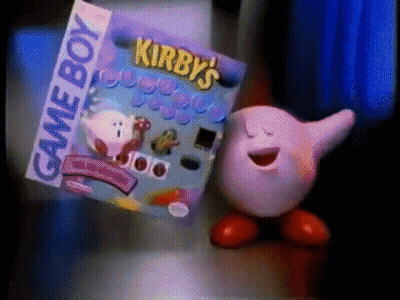 Toy Kirby Next To Game Boy GIF