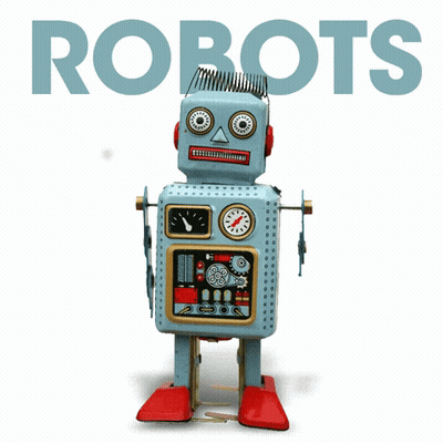 Toy Robot Standing Before Robots Poster