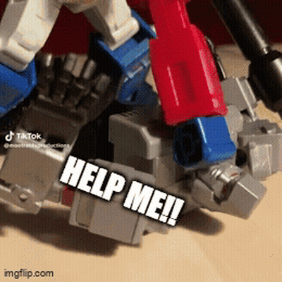 Toy Robot With Help Me On Leg GIF