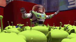 Toy Story Buzz Flocked By Aliens GIF