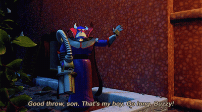 Toy Story Character Saying Go Long Buzzy GIF