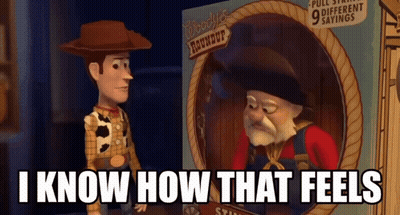 Toy Story Character Saying I Know How That Feels Next To Another Toy GIF