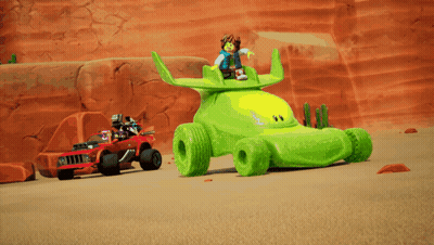 Toy Story Character Sitting On Green Car GIF