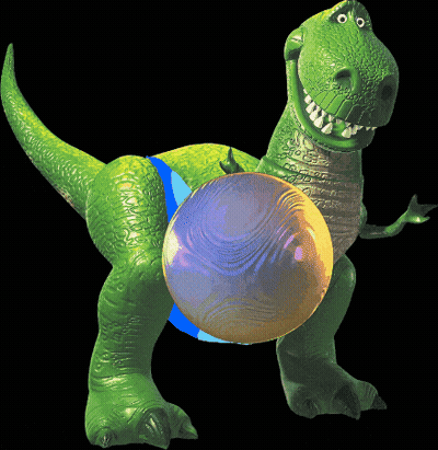 Toy Story Dinosaur Holding Ball In Mouth GIF
