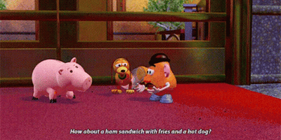 Toy Story Ham Sandwich Fries And Hot Dog GIF