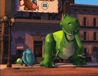 Toy Story Scene With Monsters Inc. Sign GIF