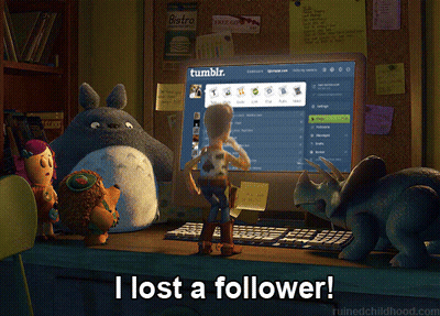 Toy Story Woody Standing In Front Of Computer Saying I Lost A Follower GIF
