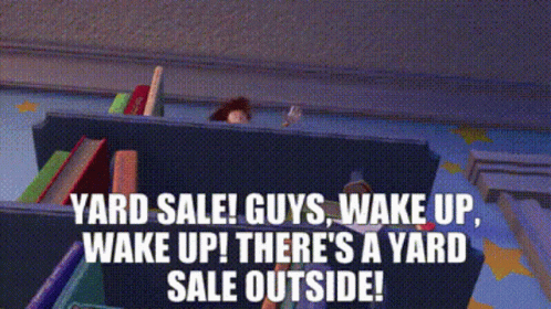 Toy Story Yard Sale Guys Wake Up GIF